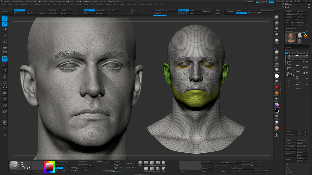 Realistic head sculpt in Zbrush